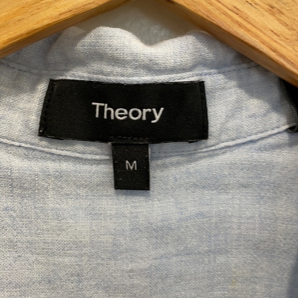 Theory blue button down short sleeve shirt medium - Picture 9 of 10